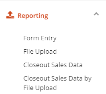 Data Reporting Options Menu