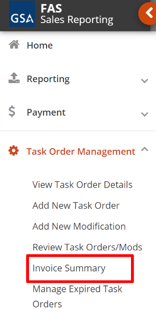 Add New Task Order menu