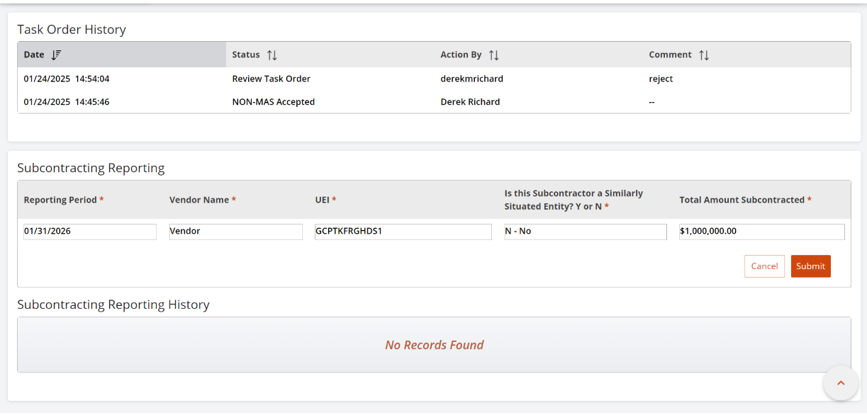 Subcontracting Reporting