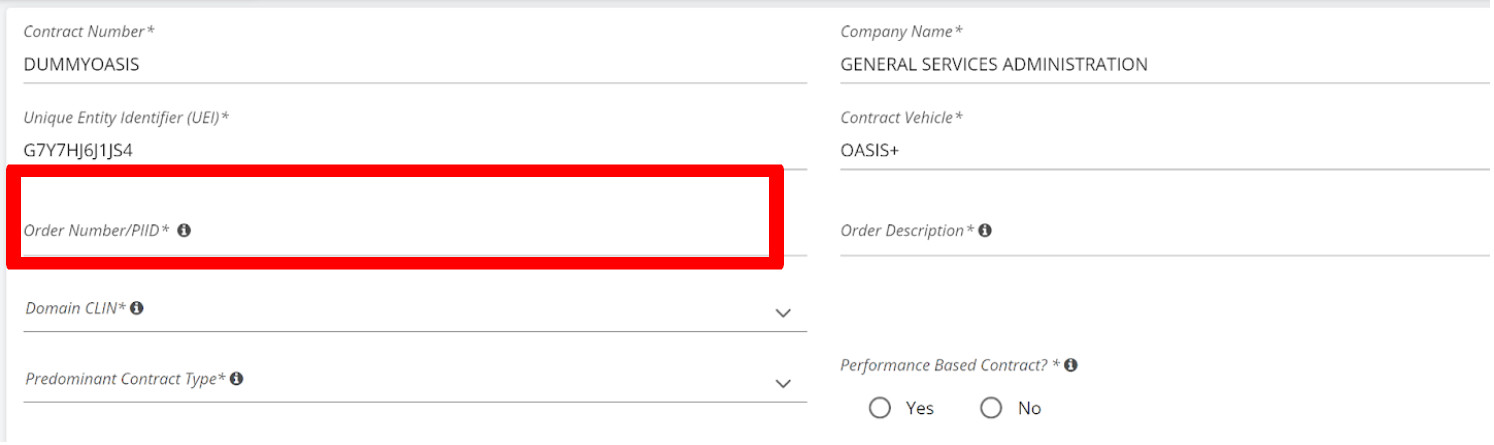 Enter Task Order Number