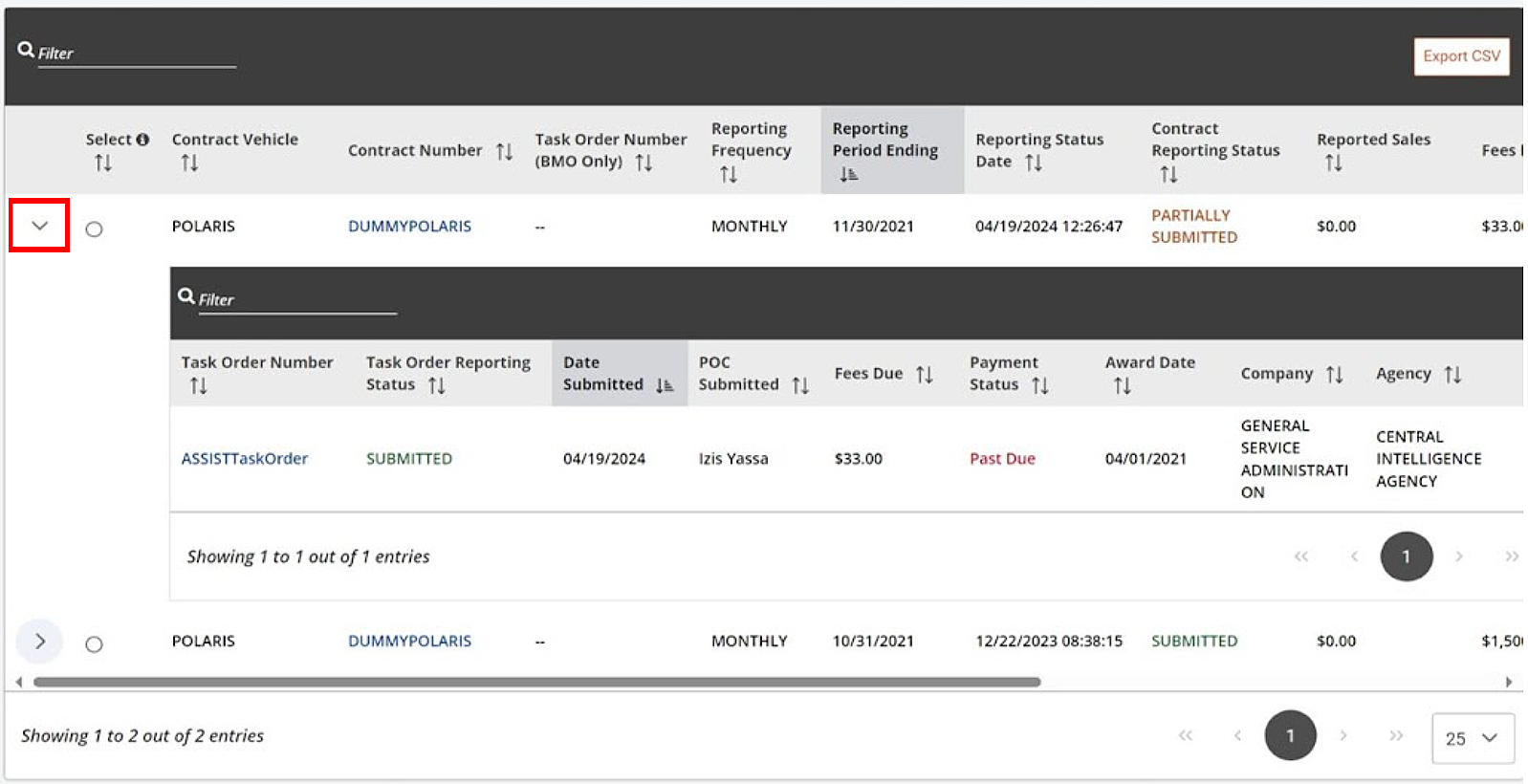 Task Order Search Results
