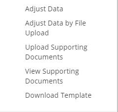 adjust data and other menu items