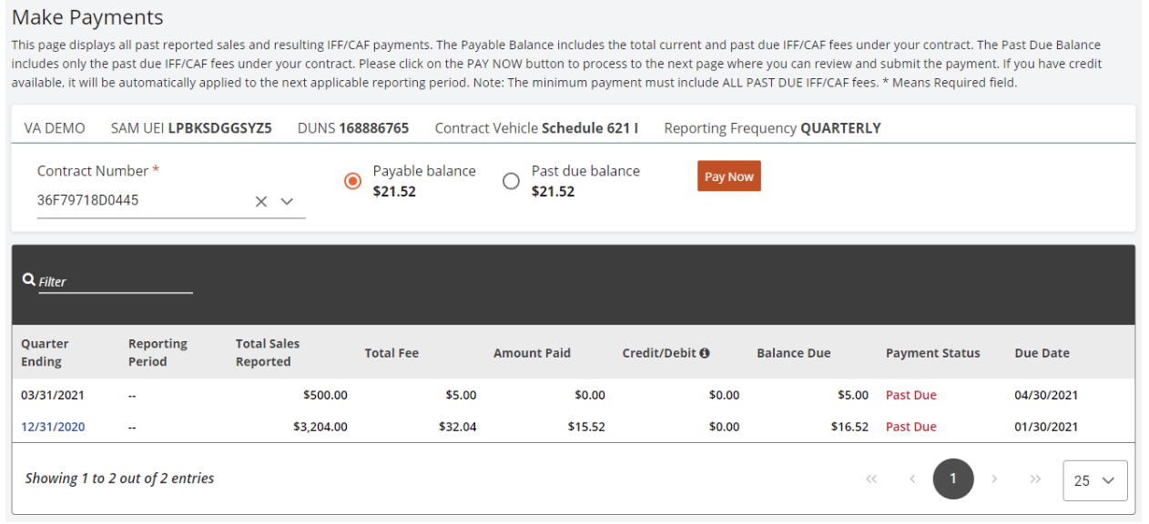 Make Payments Screen